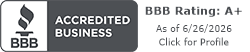 BBB Accredited Business badge linking to Thompson Law BBB profile